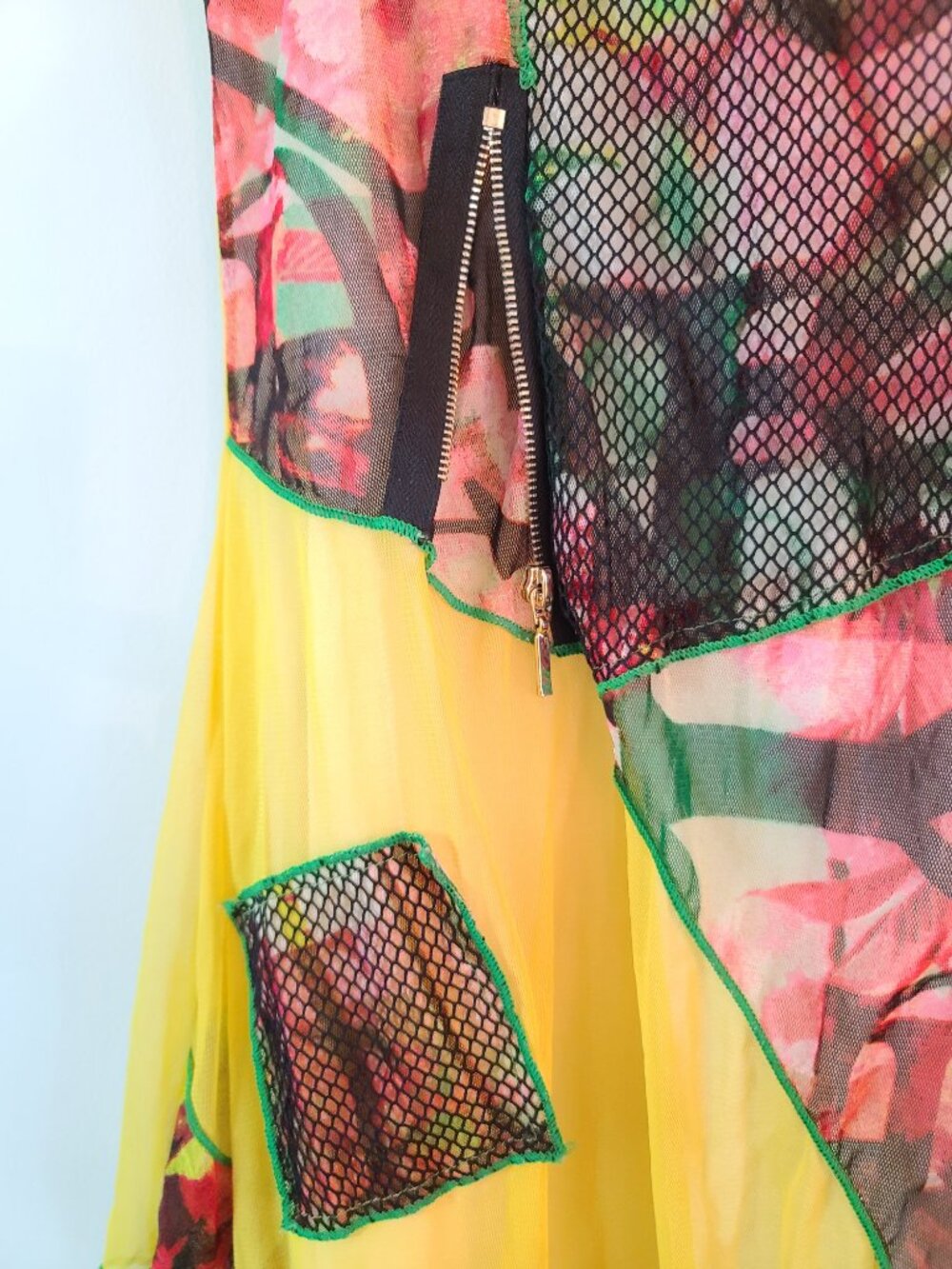 ME France Avant-Garde Mesh Patchwork Tunic Top Mini Dress - Picture 8 of 12